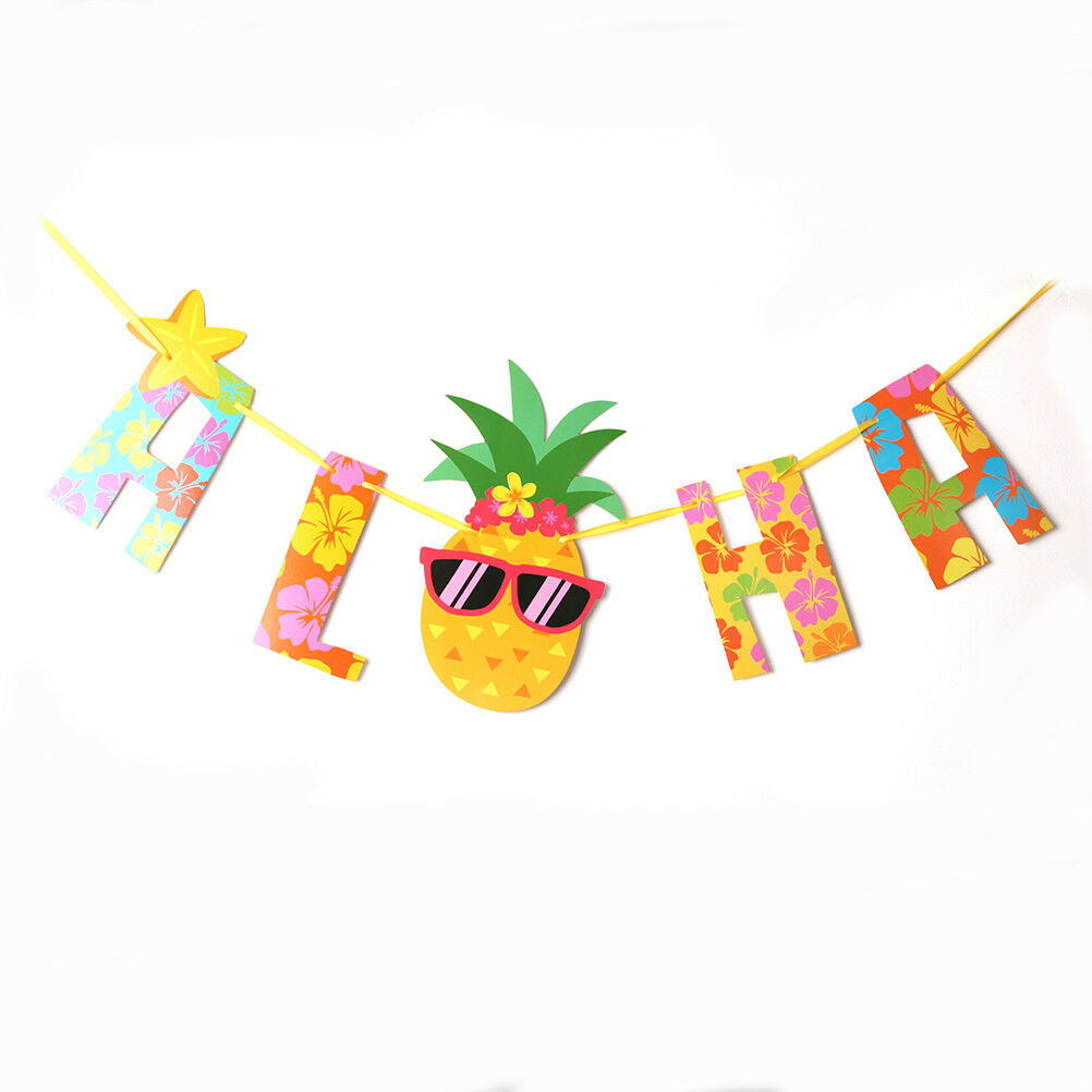 Summer Aloha Hawaiian Tropical Pine  Garland Bunting Home Party Banners .l8