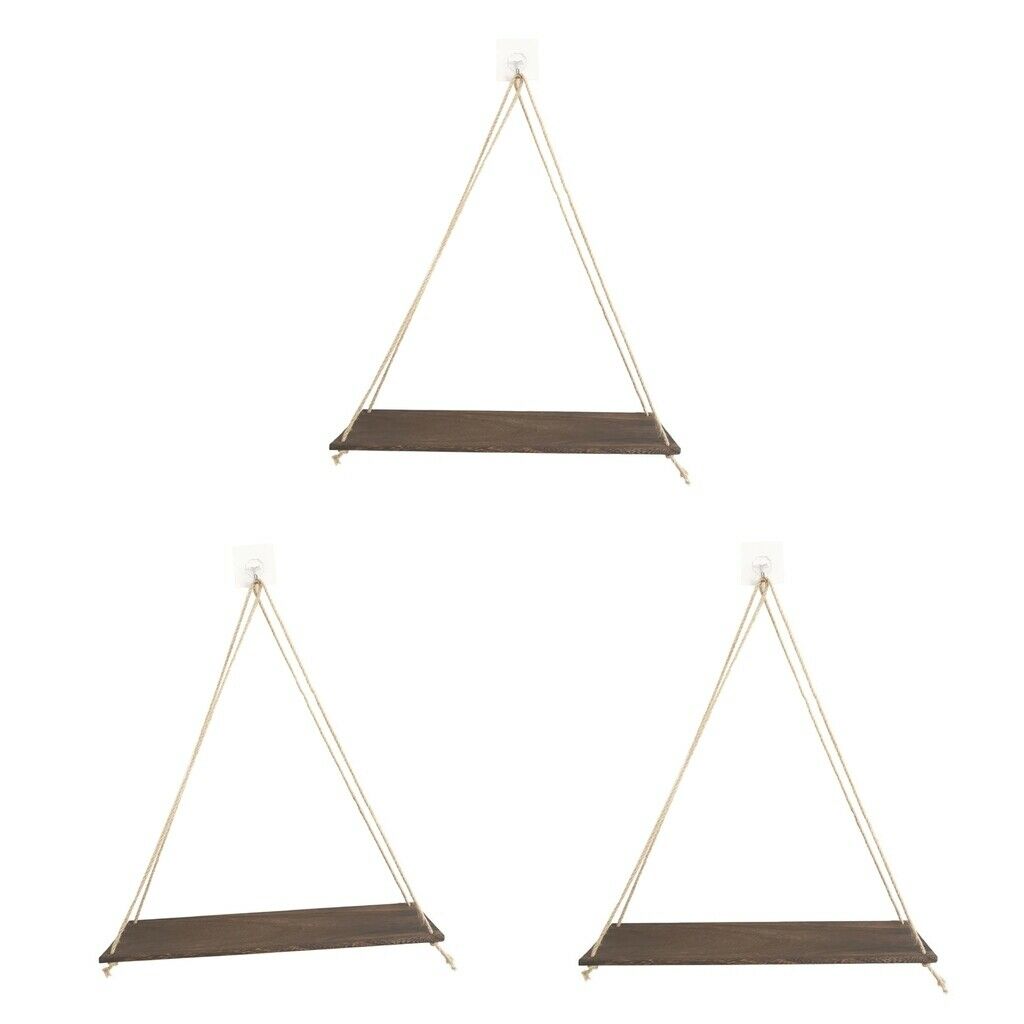 Set of 3 Wooden Decorative Wall Mounted Shelves Ourdoor Hanging Rack Decor