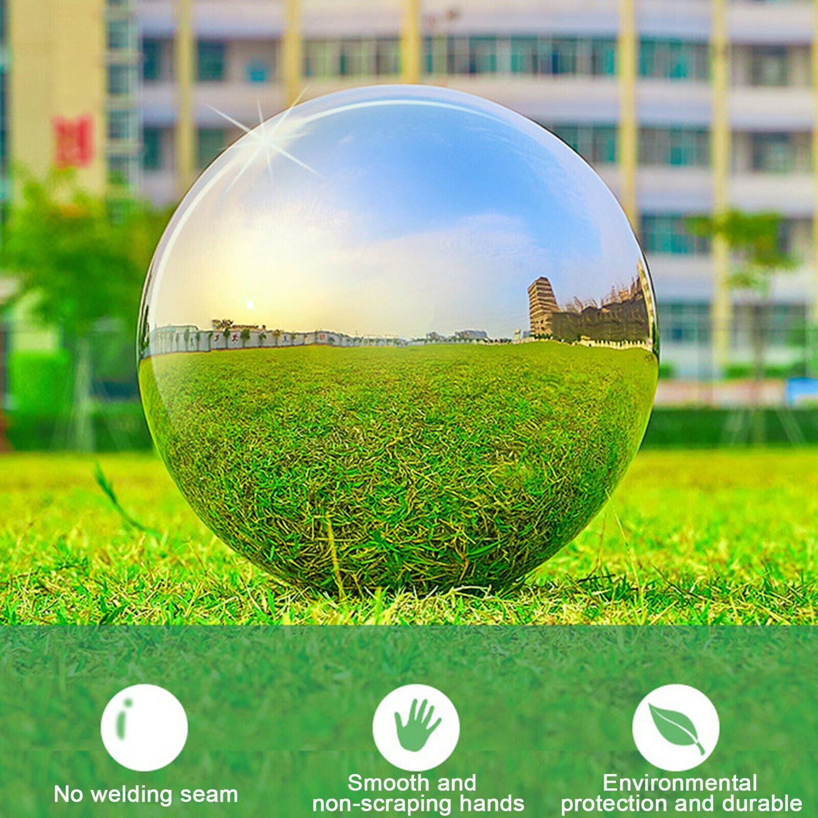 1Set Stainless Steel Mirror Polished Sphere Hollow Round Ball Garden Ornament