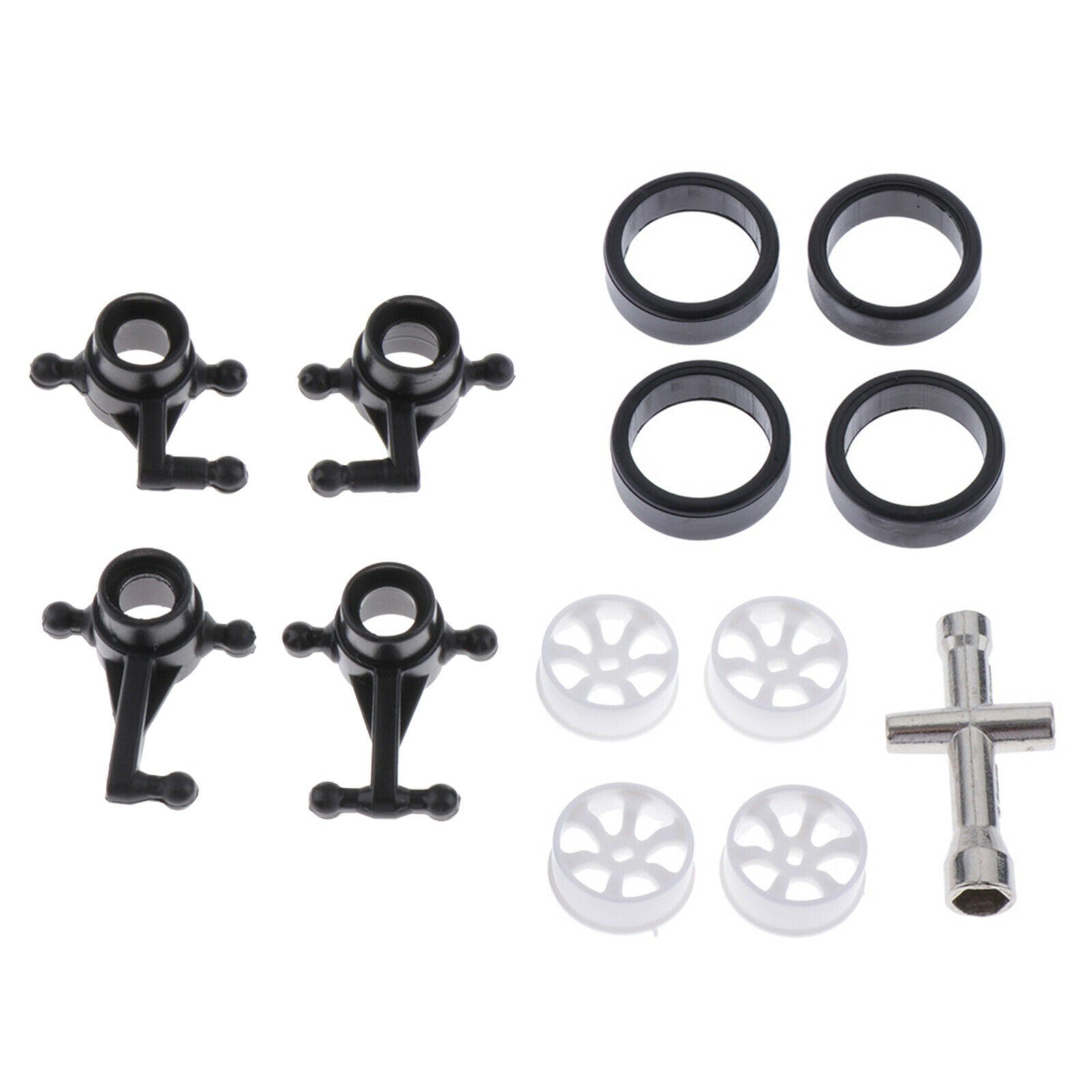 4 Pieces Tires & Wheel Rim w/ Steering Cups for Wltoys K969 1/28 Car Buggy
