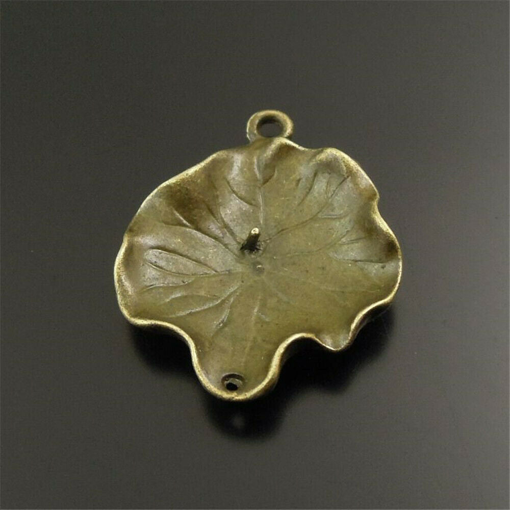 20 pcs Antiqued Bronze Alloy Lotus Leaf Stud Earring Drop Dangle Charm 27x21mm