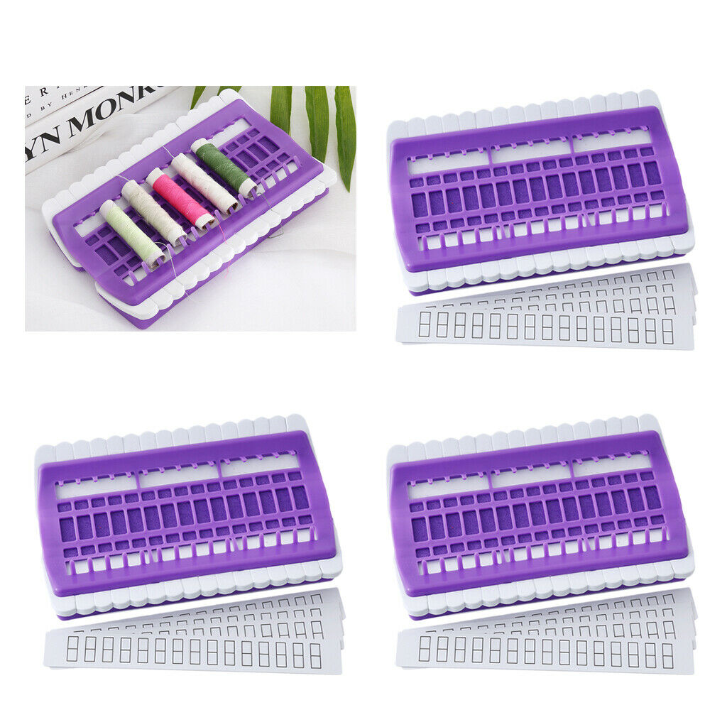 Set of 3, 30 Holes Yarn Floss Thread Organizer Tool PU Needle Holder Purple