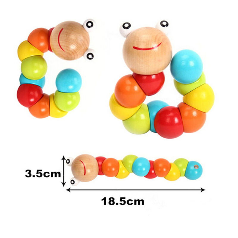 Baby Kids Twist Caterpillar Wooden Toys Infant Educational Development To.l8