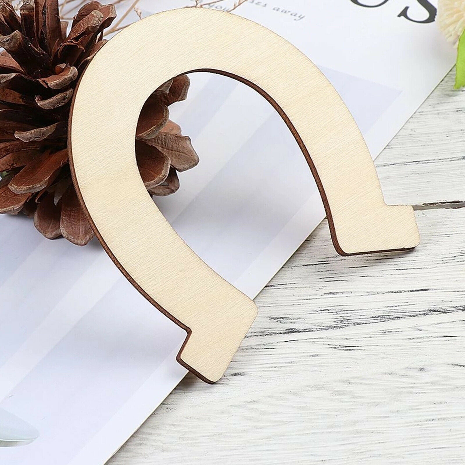 DIY Wooden Slices Crafts Horseshoes Shape Pieces Cowboy Hanging Decoration