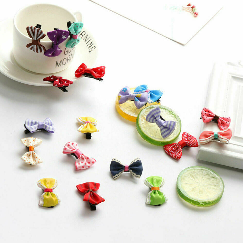 40x Baby Girls Kids Ribbon Bow Princess Chiffon Dot Crown Hair Clip Bows Toddler