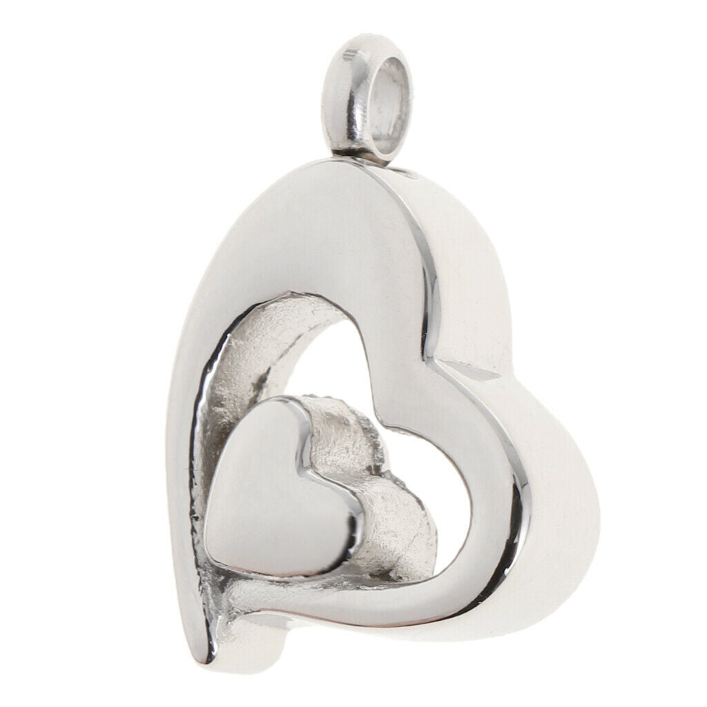 Fashion Ash Locket Container Double Heart Pendant Stainless Steel Material
