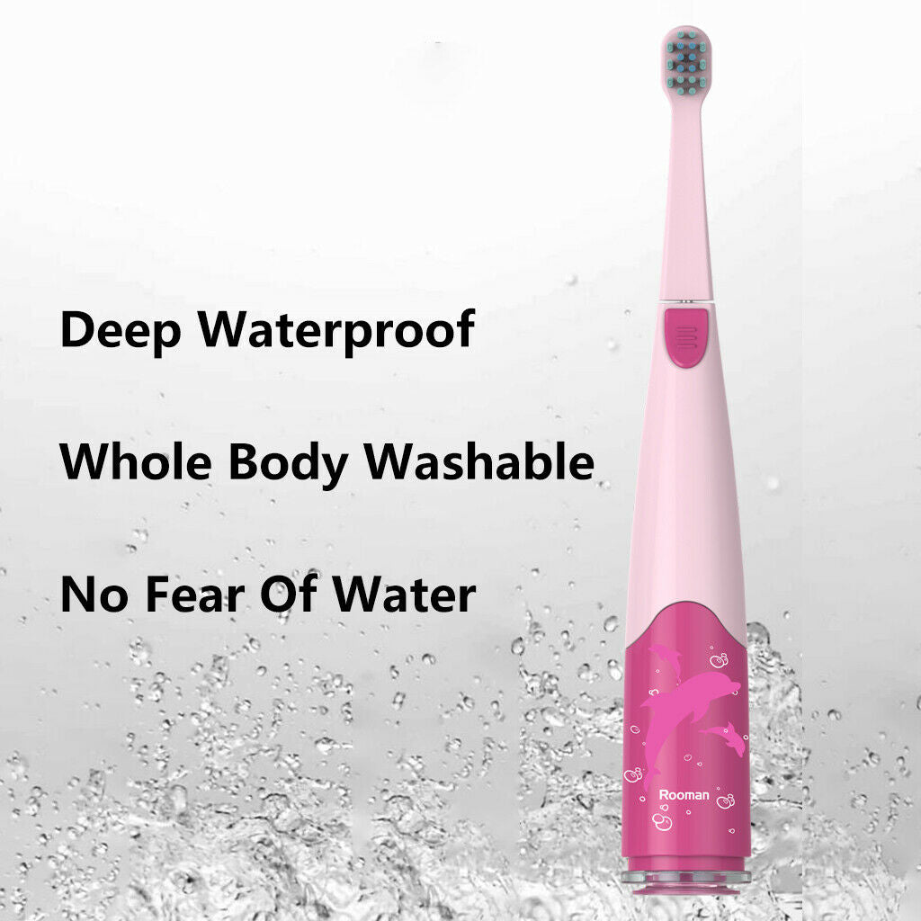 Rooman Electric Toothbrush Oscillating Kids Brush 3 Modes for Children Pink