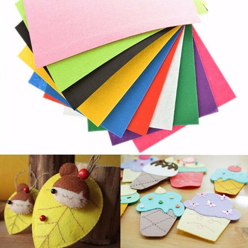 40pcs Mixed Color Soft Nonwoven Felt Fabric Sheets 10x15cm DIY Craft Patchwork