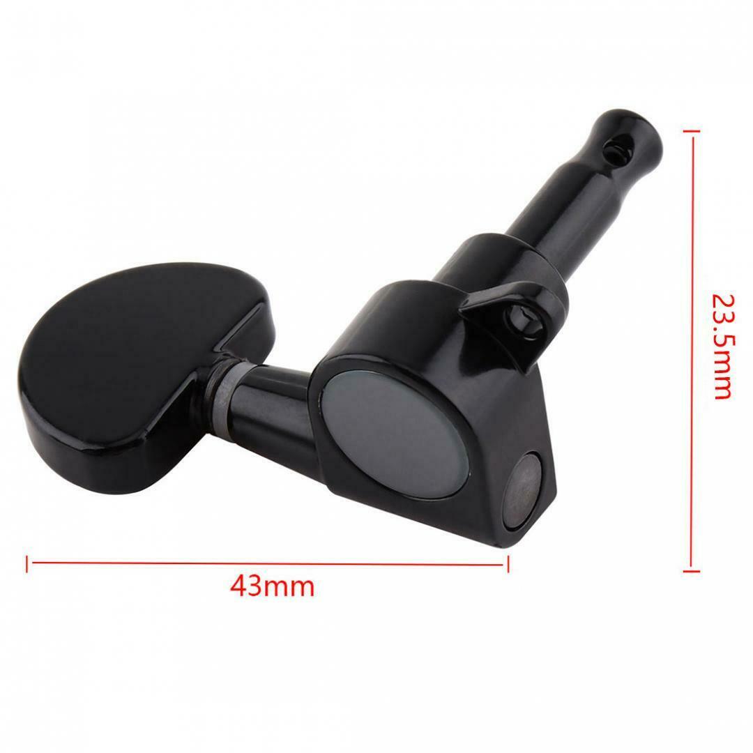 6x Guitar Tuning Pegs Black Tuner 3R+3L Semicircle Head for 40 41'' Folk Guitar