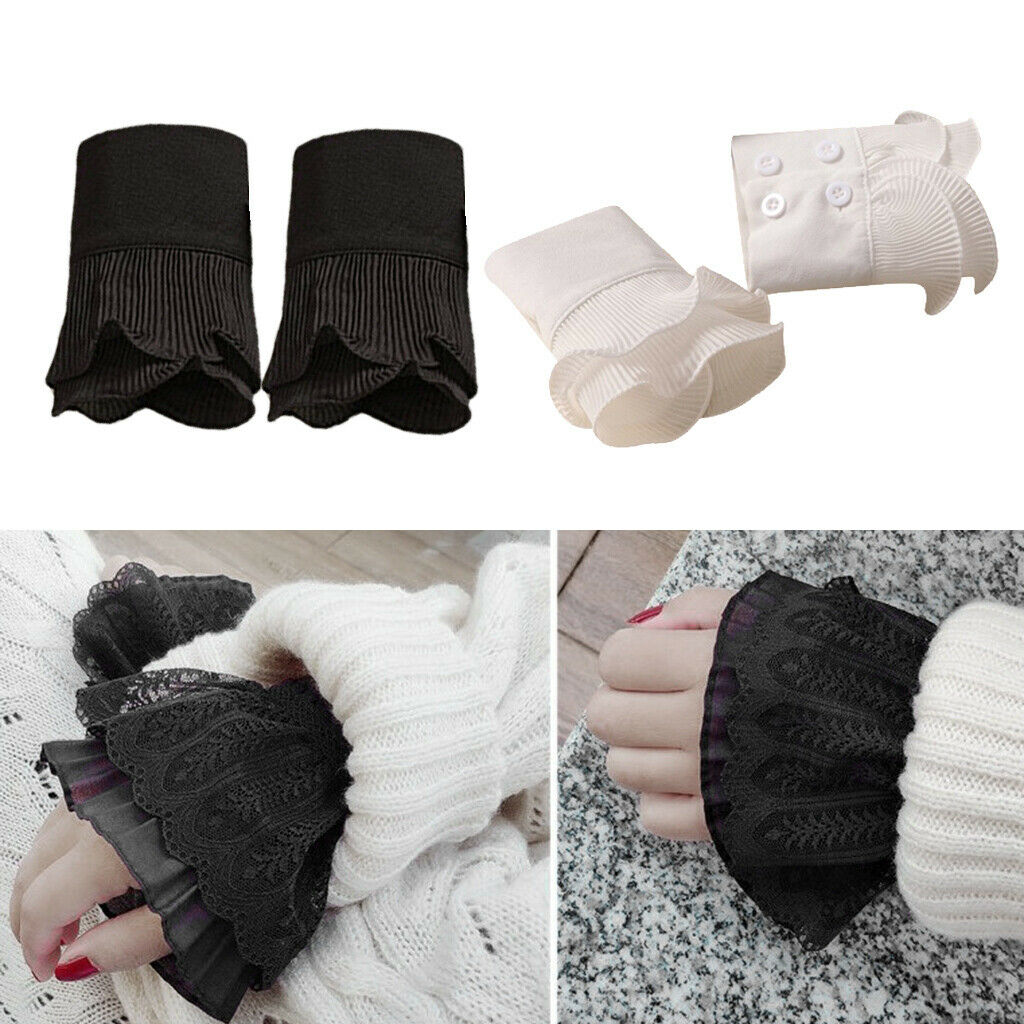 2Pairs Ladies Lace Cuffs Bracelet False Sleeves Wristband Costume Decor