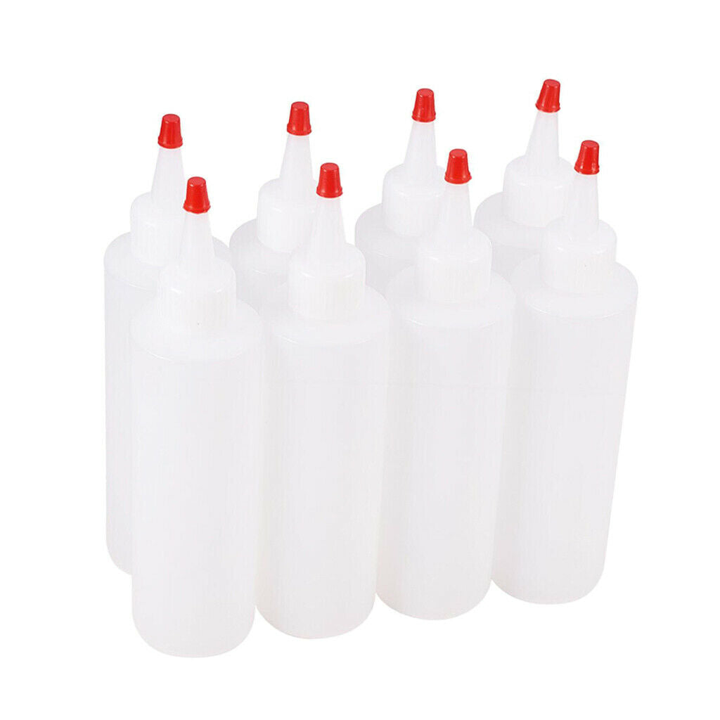 8x Plastic Squeeze Bottles w/ Nozzle Tip Liquid Glue Refillable Bottle for Paint