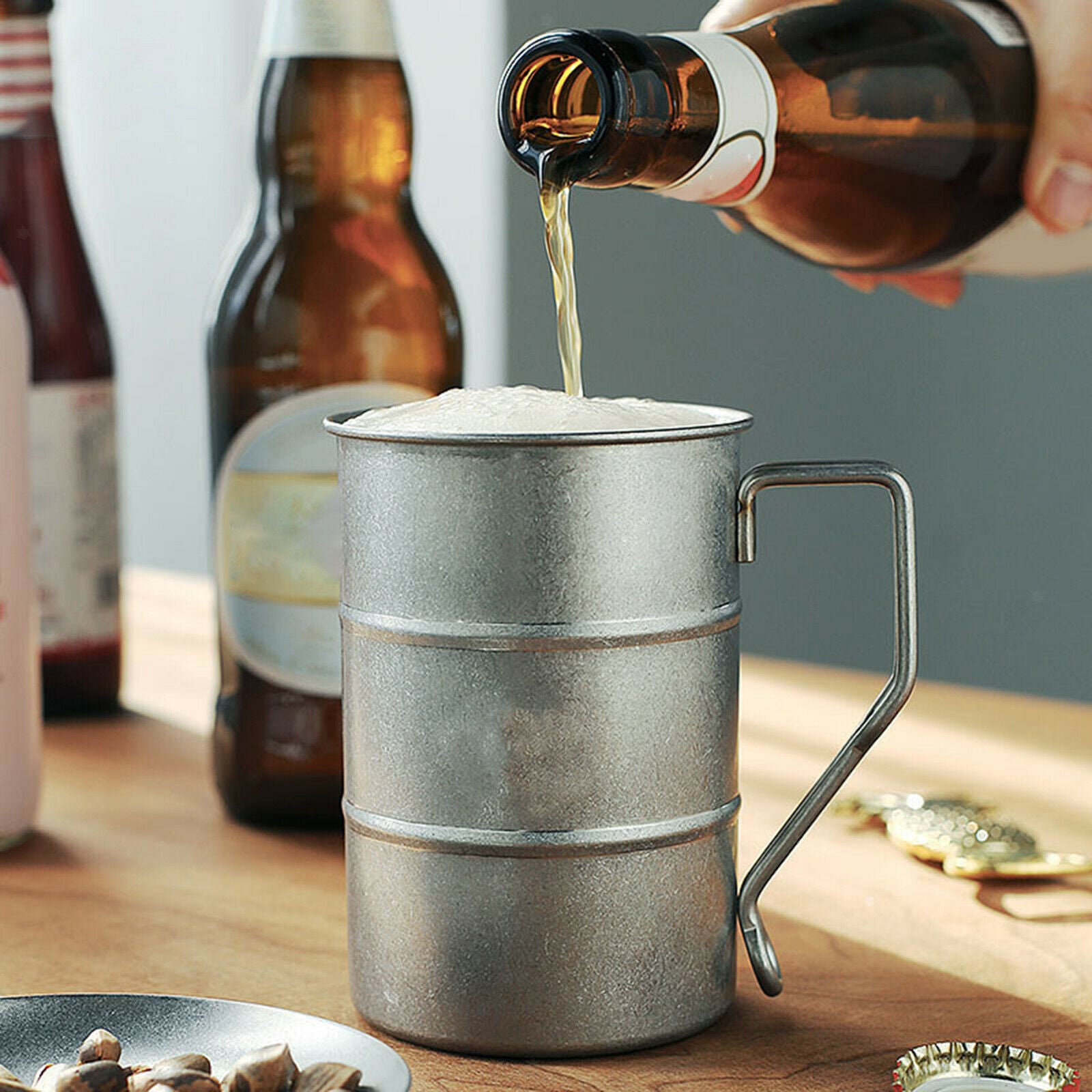 304 Stainless Steel Beer Mug with Handle Water Cup Tea Cup 400ml Household