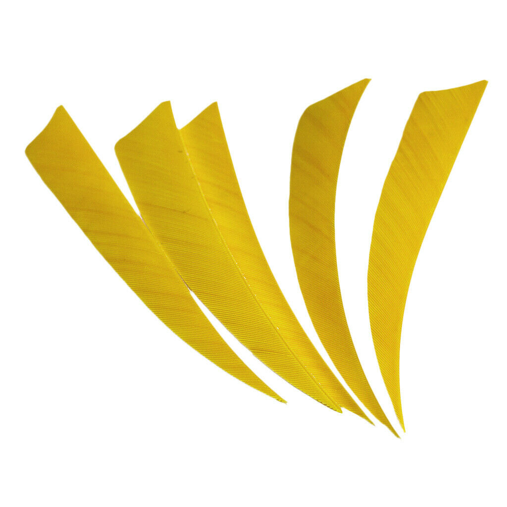 2X 5-Piece Natural Feather Archery Arrow Fletching Left Wing Shield Cut Yellow