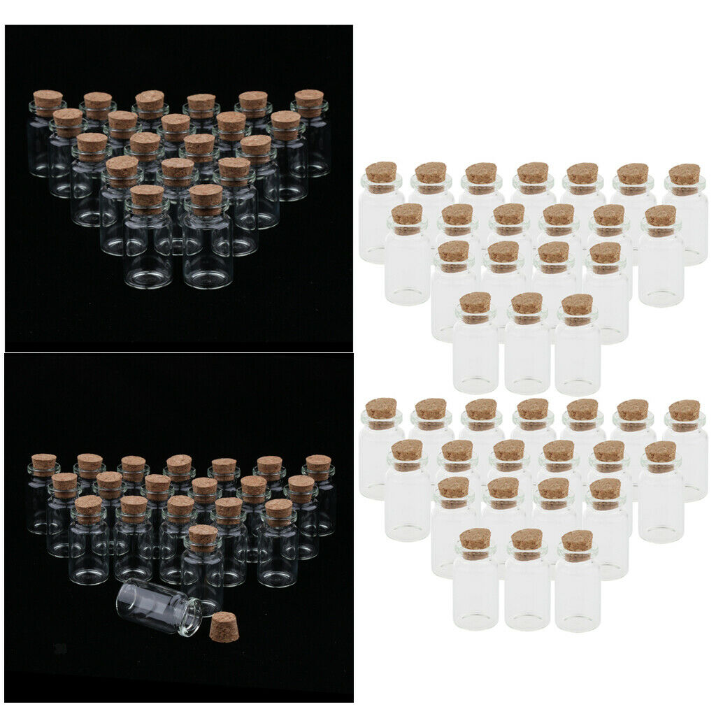 Pack of 40 Small Glass Bottles with Cork, Tiny Clear Vials, Perfect Jewelry