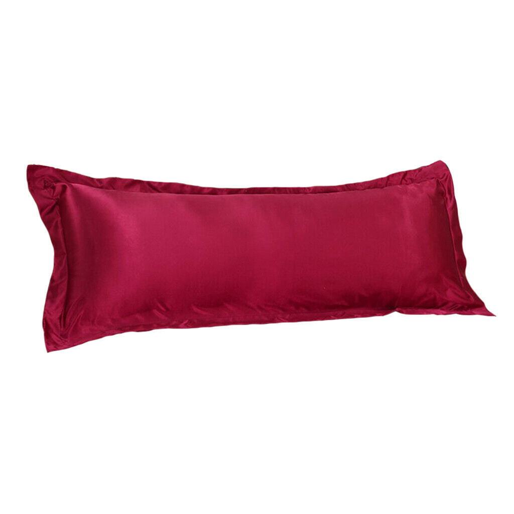 Solid Color Luxury Silk Body Full Long Pillow Case Cover Red 48x120cm