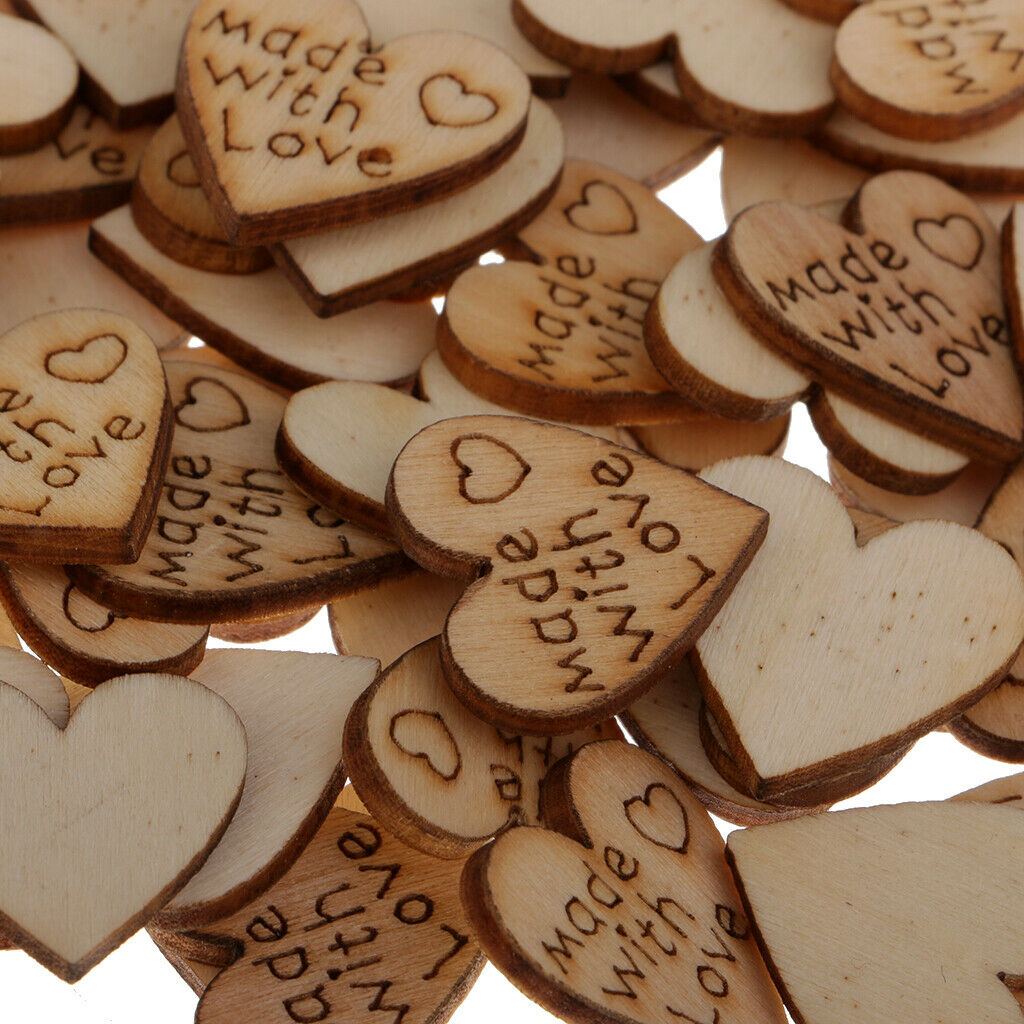 100X Chic Wood Heart Shapes Wedding Table Scatter Party Decoration Craft DIY