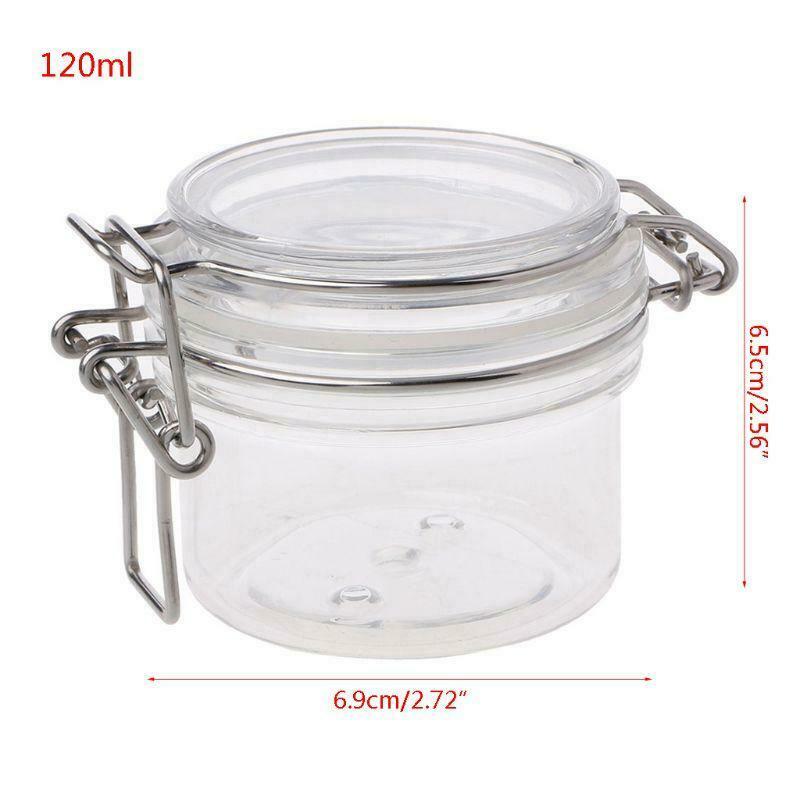 120ML Plastic Round Clip Top Storage Jar With Airtight Seal Lid Kitchen Food