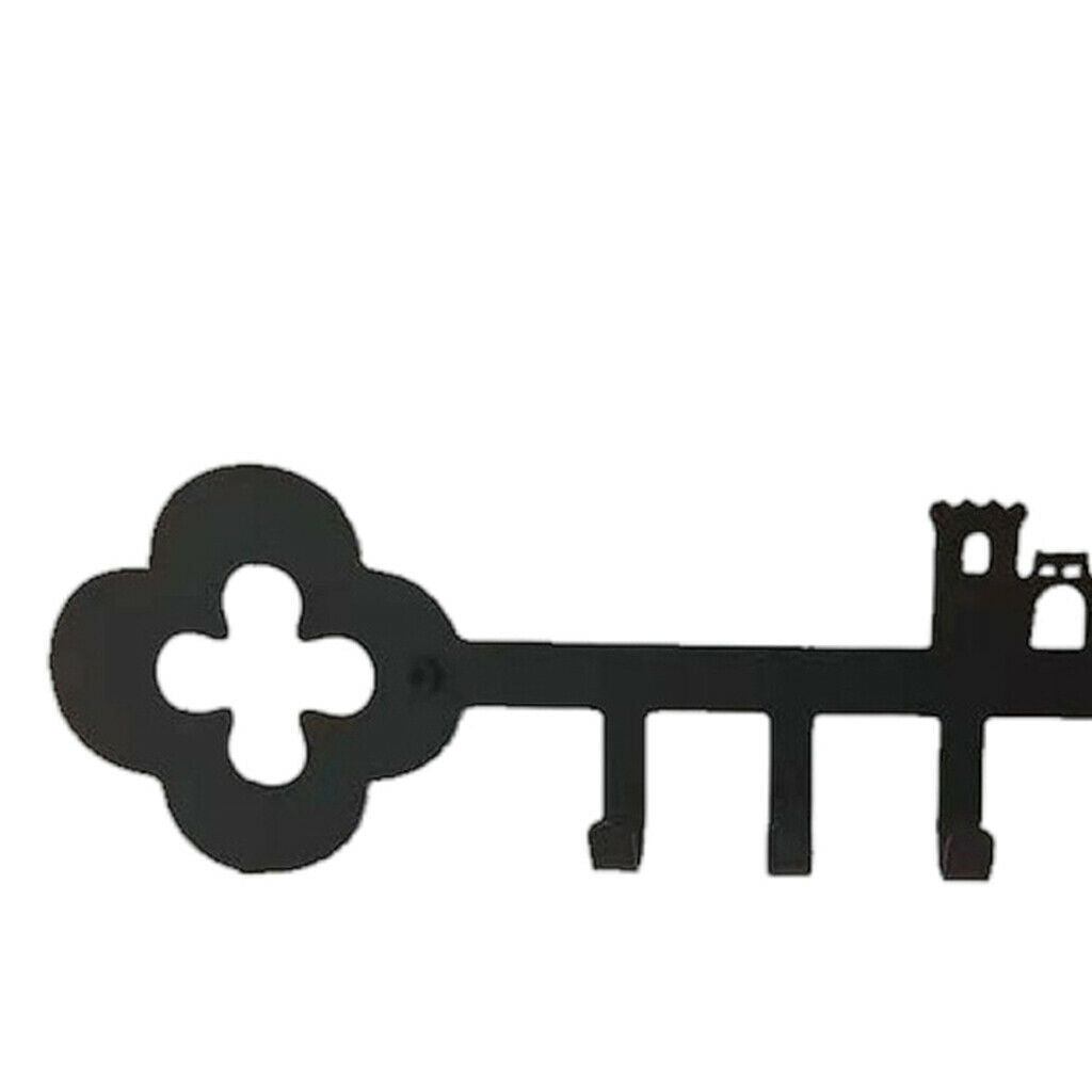 Metal Key Hanger 4 Hooks Rack Wall Mounted Decorative Storage Decor Black