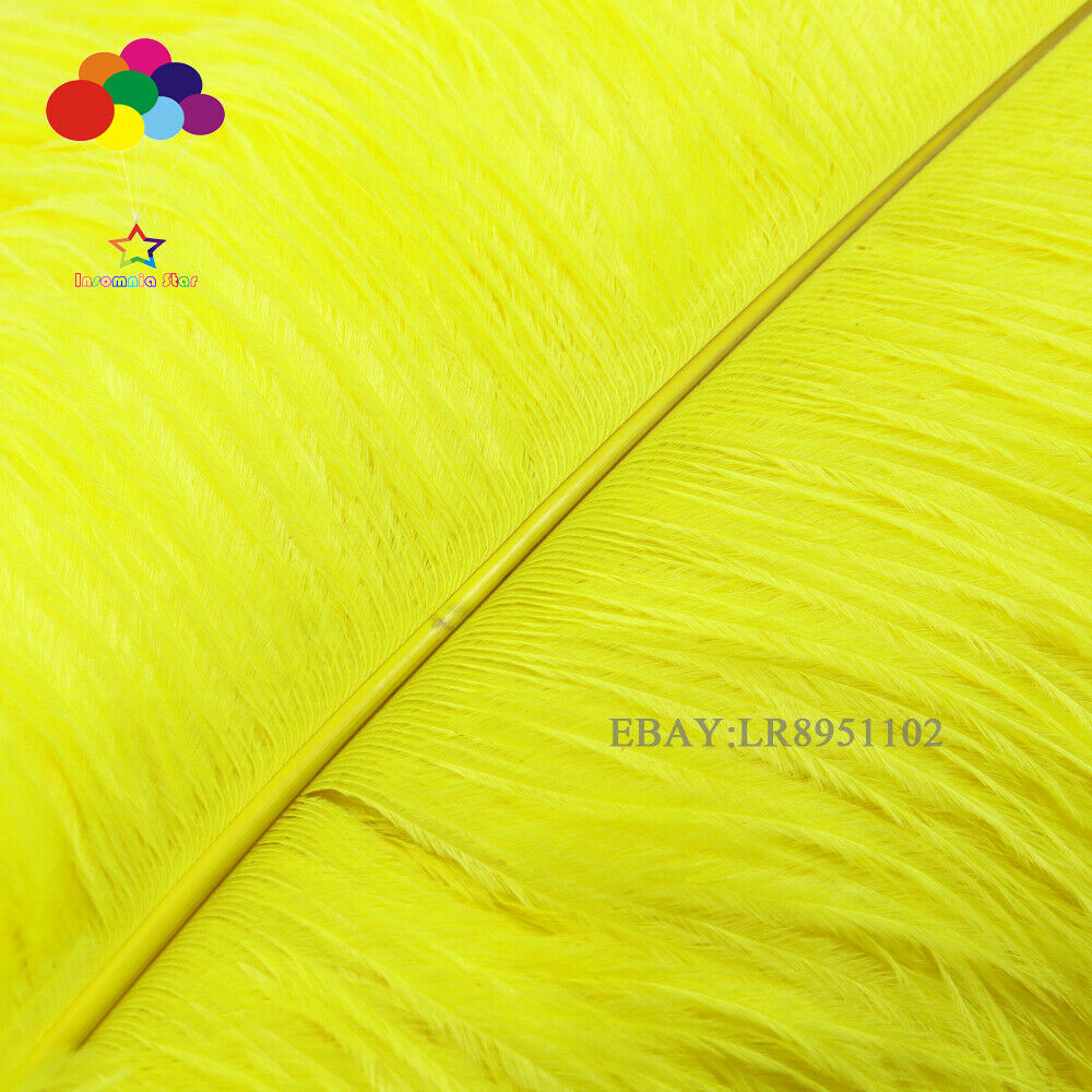 50pcs 10-12" yellow ostrich feather for wedding table centerpiece accessories