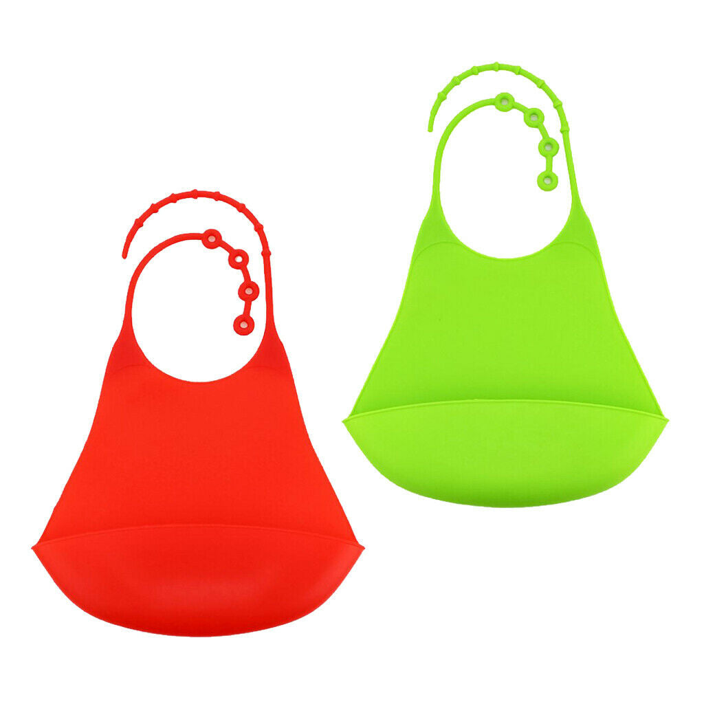 Set of 2 Kids Silicone Bib Clothing Protector Waterproof Easly Wipe Clean