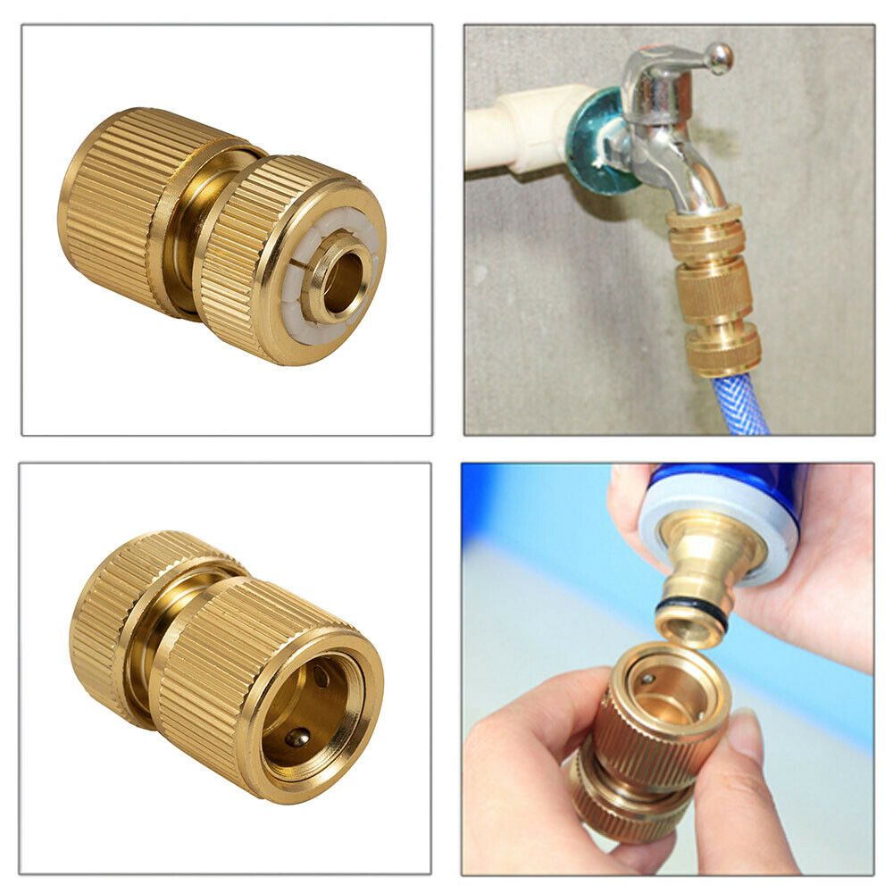 1/2" Brass Hose Connectors Garden Watering Water Hose Pipe Tap Adaptor Fitting