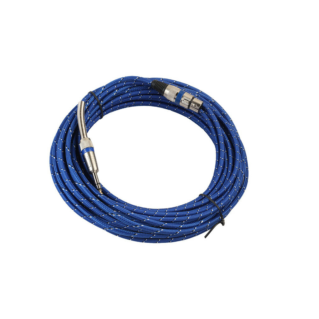 3Pin XLR Female Jack to 1/4" 6.35mm Male Plug Stereo Mic Adapter Blue 1m