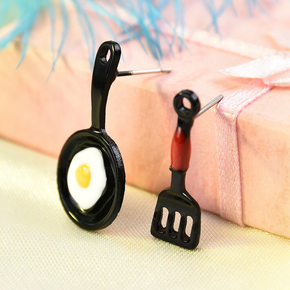 Novelty Asymmetric Stud Earrings Enamel Fried Egg Earrings For Women Jewelry