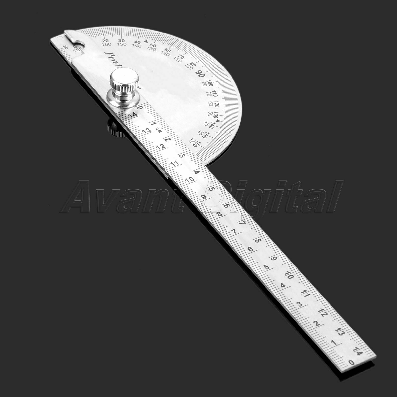 Protractor 1pc Stainless Steel 0 to 180 Degrees Arm Ruler Angle Measuring Tool