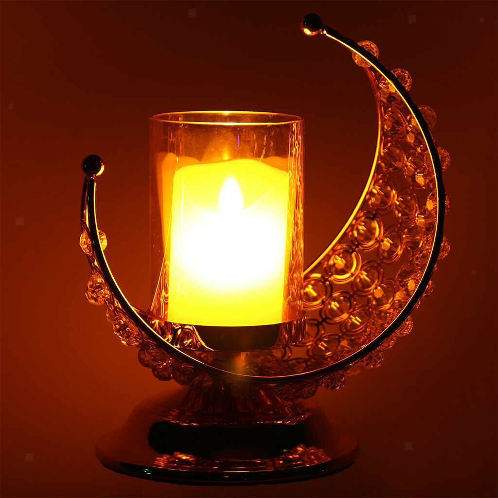 Ramadan Candle Holders Moon Shaped Candlestick for Eid Mubarak Dining Rooms