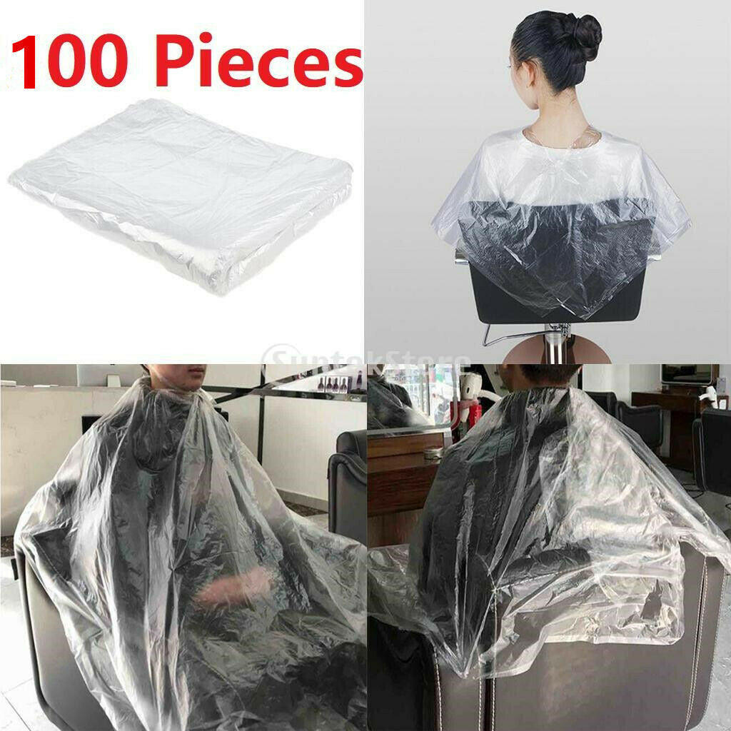 100Pcs Waterproof Disposable Hair Cutting Cape Protect Barber Shop Capes