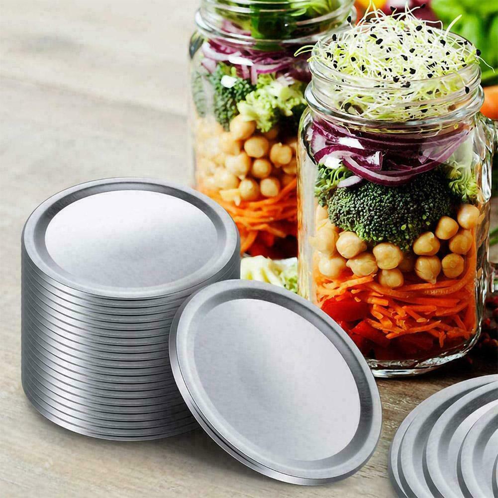 24 PCS Regular Mouth Canning Mason Jar Lids And Rings Split-Type Leak S8W4