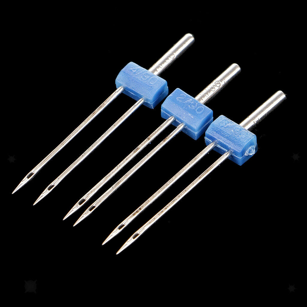 3pcs 3 Sizes Universal Twin Double Needles Pins for Zig-Zag Sewing Machines