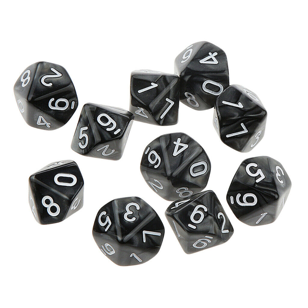 10pc Ten Sided Dice D10 Playing   D&D TRPG Board Game Black