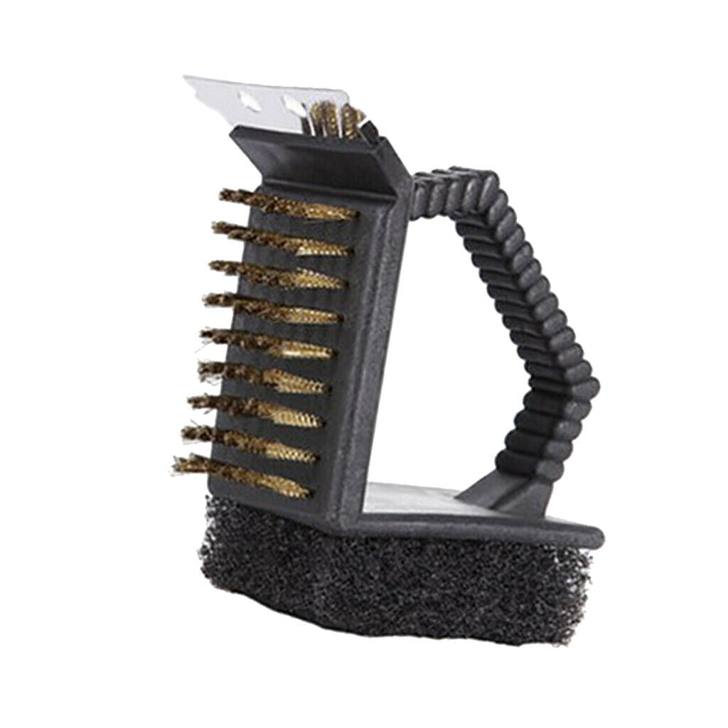 3-In-1 Barbecue BBQ Brush Tool Cleaning Brush Camping Grill Cleaner Scourer