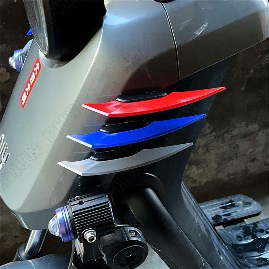3Pair Motorcycle Side Green Winglets Wind Fin Decorative Trim Body Deflector Kit