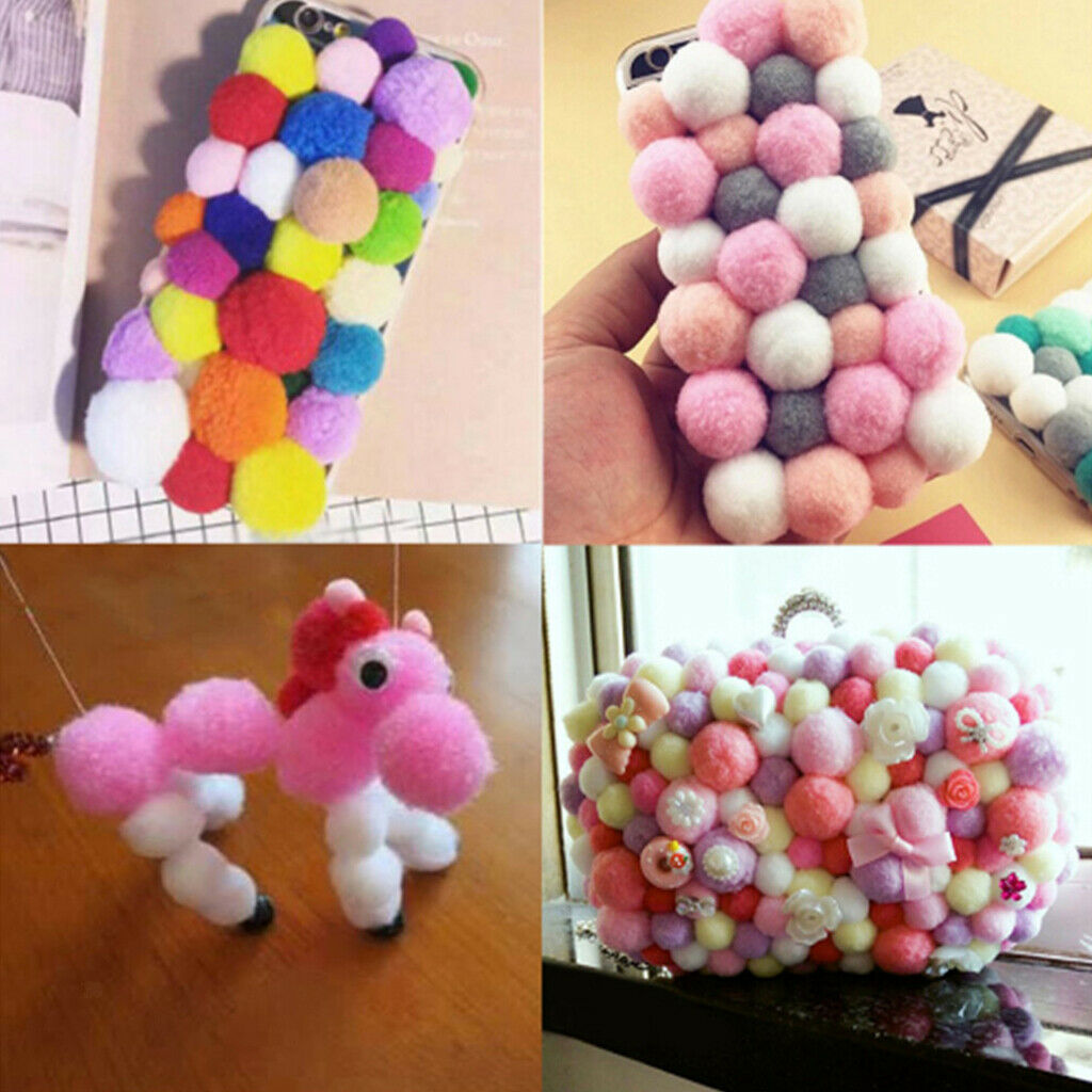Bulk 200x Soft Pompom Balls Plush Crafts Pom Poms Kids DIY Party Decors