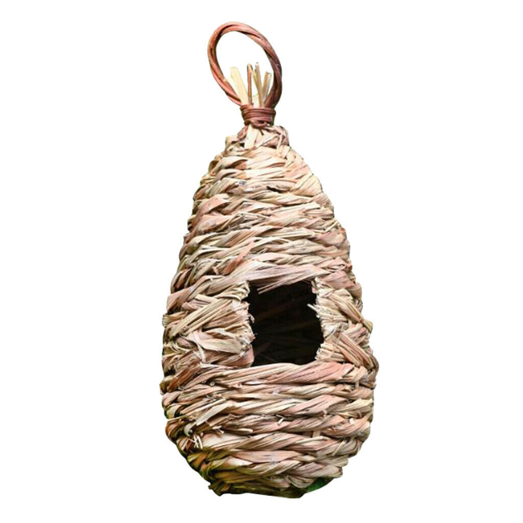 Hibiscus Grass Hanging Birdhouse Pet Canary Straw Bird Nest Hut Decoration