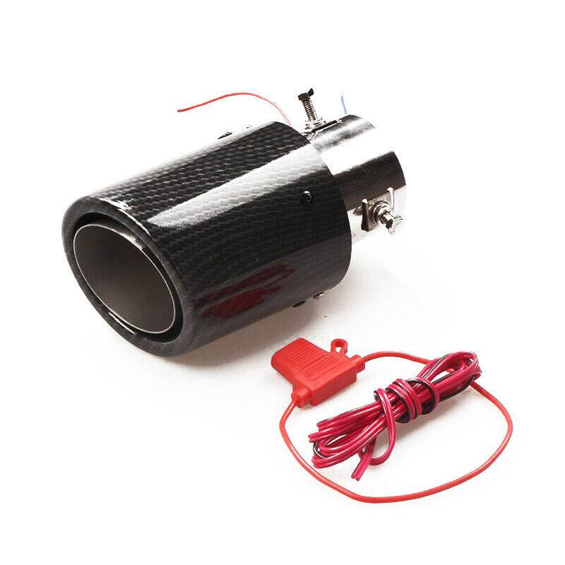 35-61mm Inlet Carbon Fiber Look Car SUV Exhaust Muffler Pipe Tip w/RED LED Light