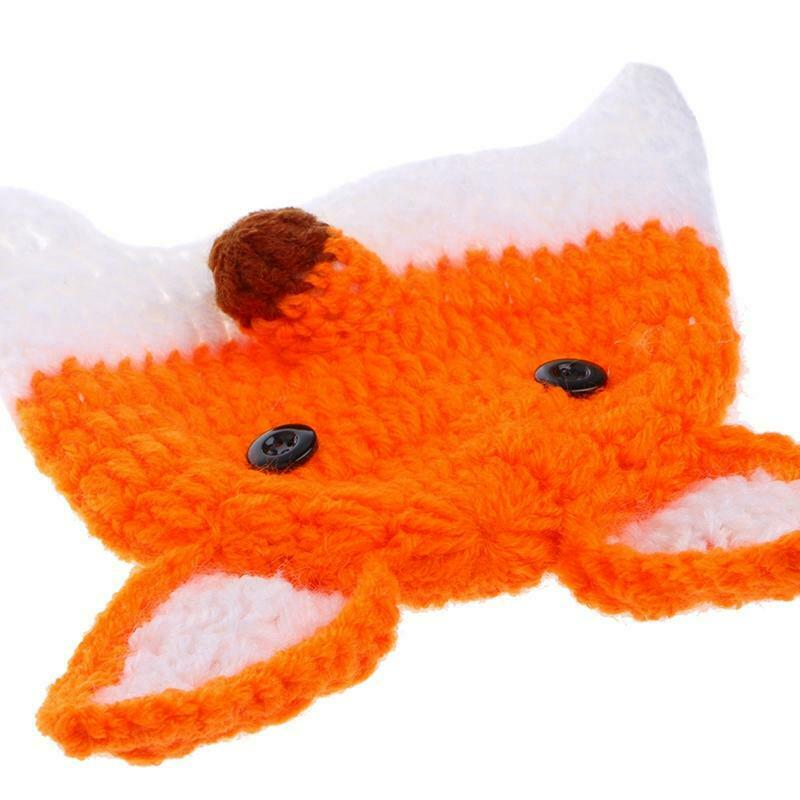 Newborn Infant Photography Props Baby Hat & Pants Costume Hand Crochet Fox Baby