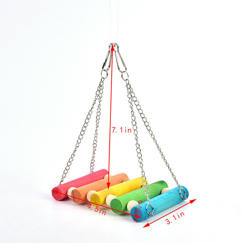 Bird Hanging Swing Toys Wood Parrot Parakeet Perches Finches Pets Access*.l8