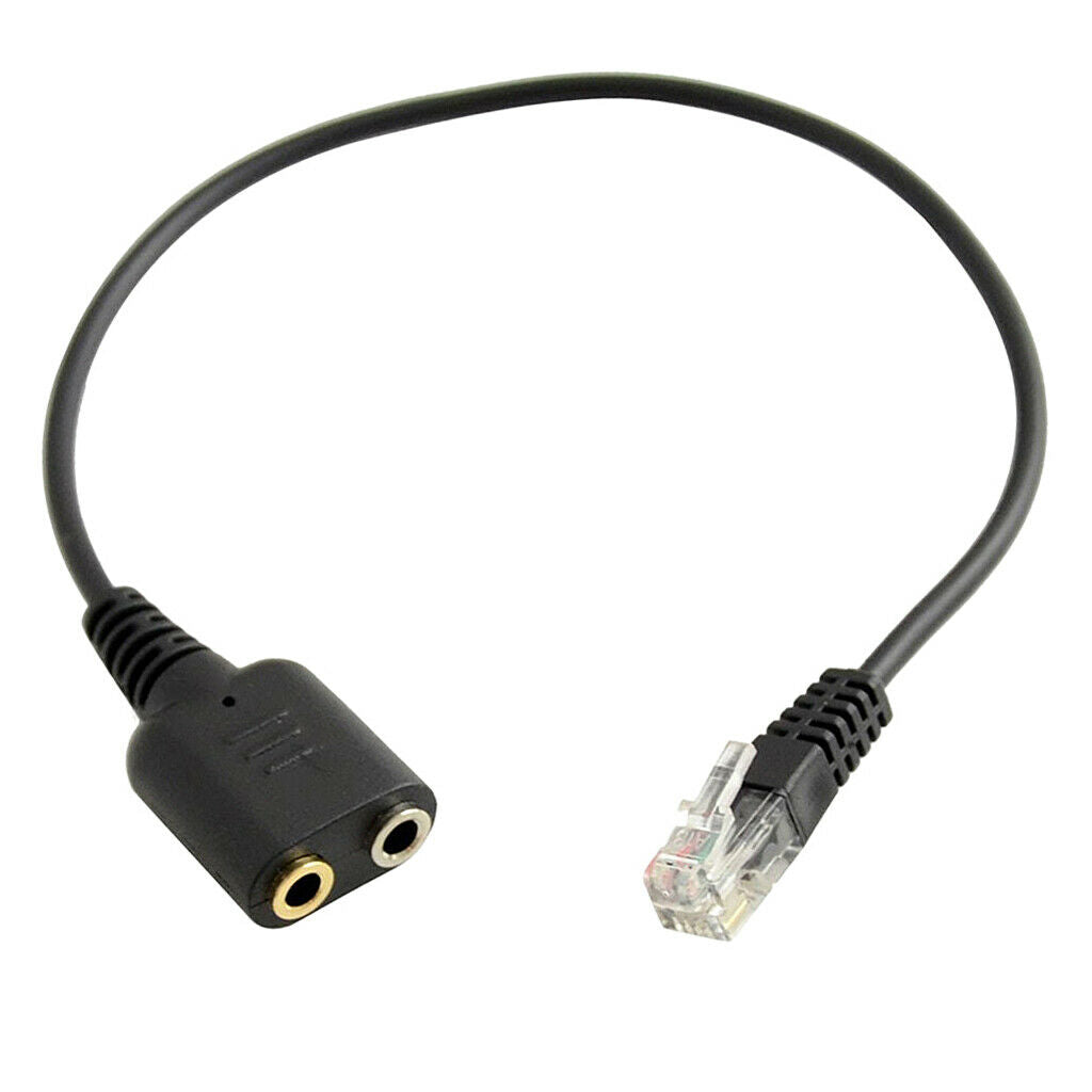 25cm Double 3.5mm to RJ9 Headphone Adapter Cable for Avaya Yealink