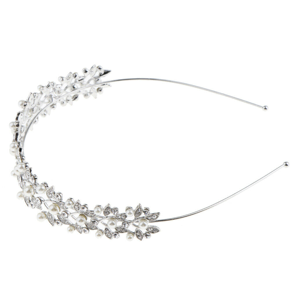Wedding women crystal bridal flower leaves crown headband tiara