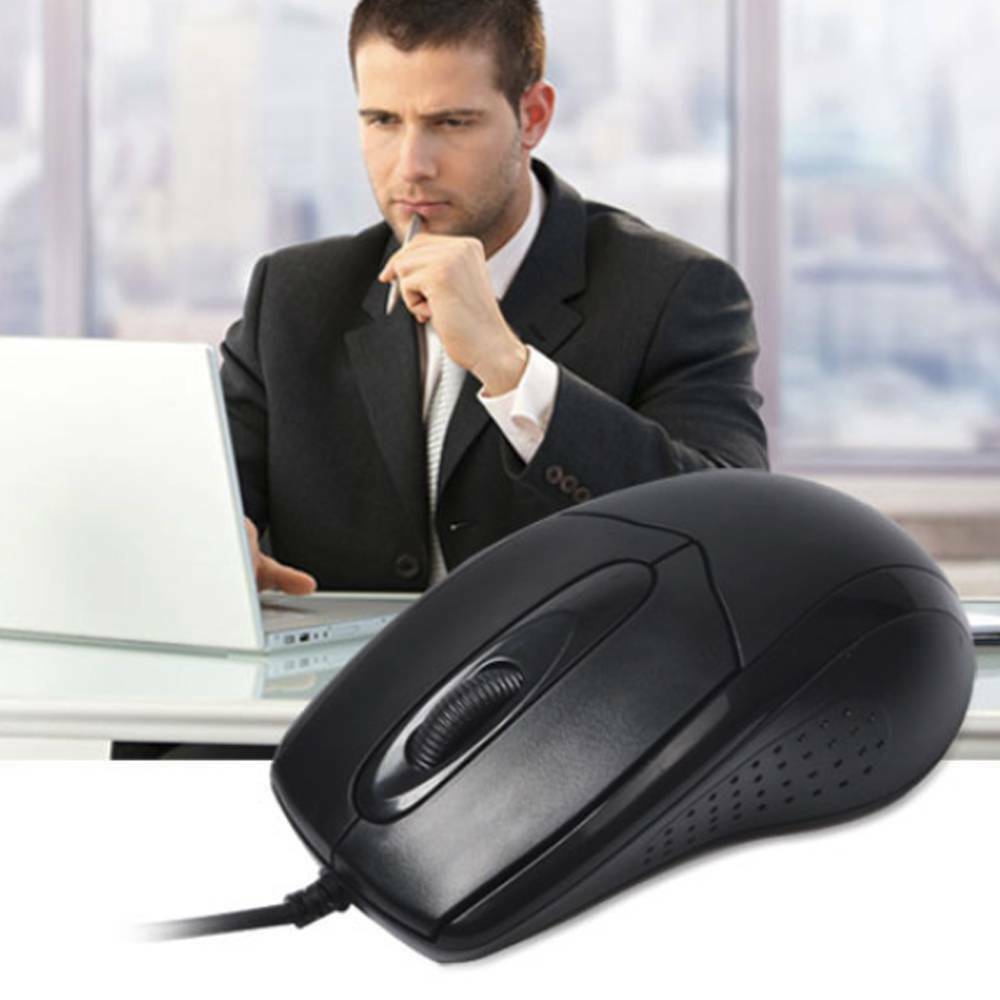 UK Black Ergonomic USB Wired Mice Scroll Wheel Optical Mouse For PC Laptop New!