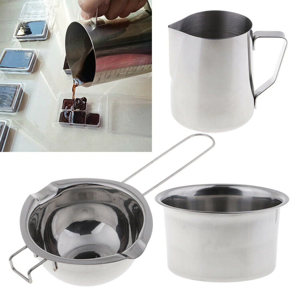 3x Stainless Steel Wax Melting Pot Pitcher Double Boiler for Candle Making
