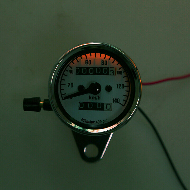 1x Motorcycle Circle Odometer Gauge Speedometer LED DC 12V 6.6cm Universal Fit