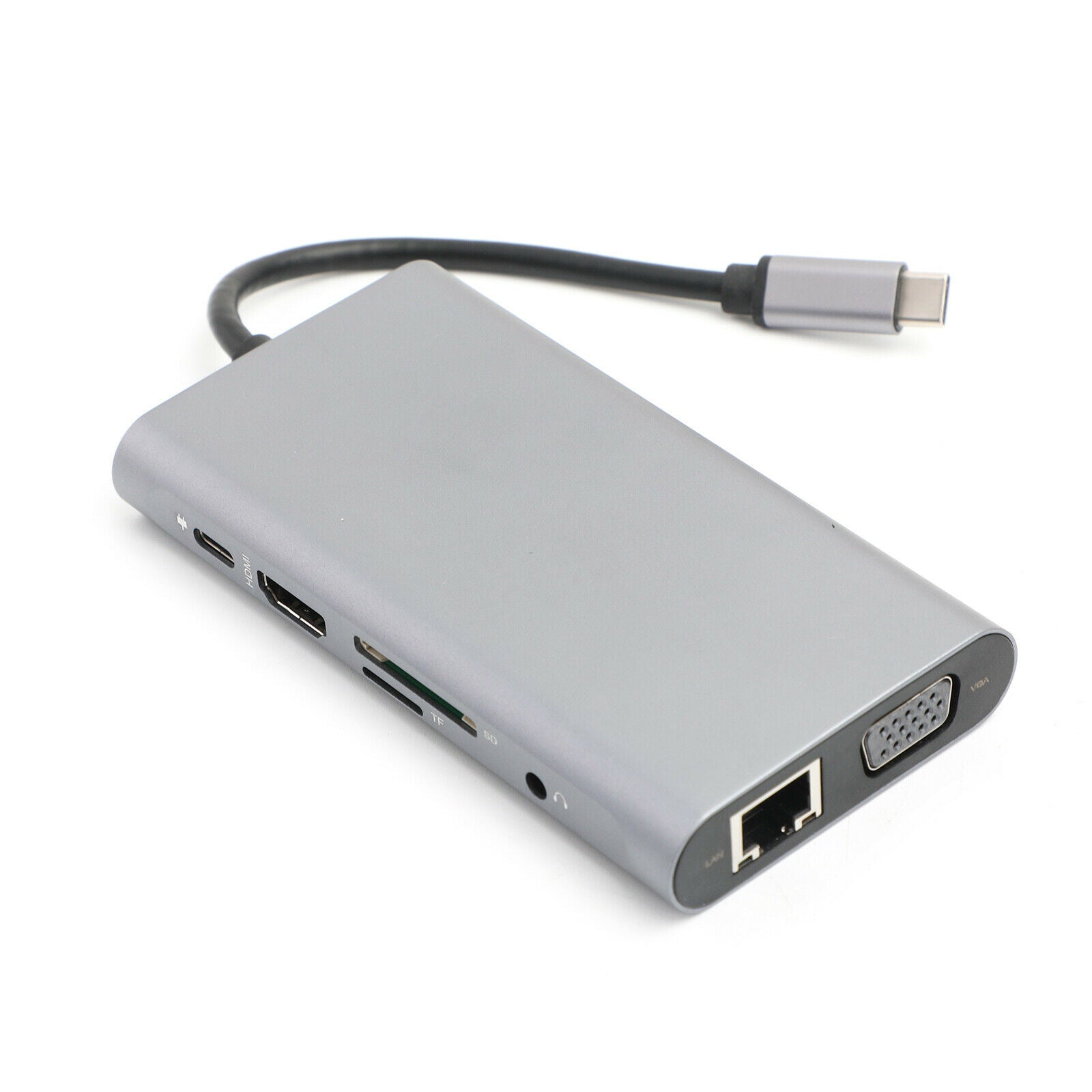 10-in-1 USB C HUB Type-C to USB3.0x3+4K HDMI+TF+RJ45+PD+3.5mm+VGA Adapter Dock