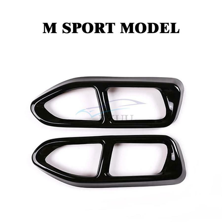 2x Black Car Stainless Exhaust Pipe Cover For BMW 7 Series G11 G12 16-18 M Style