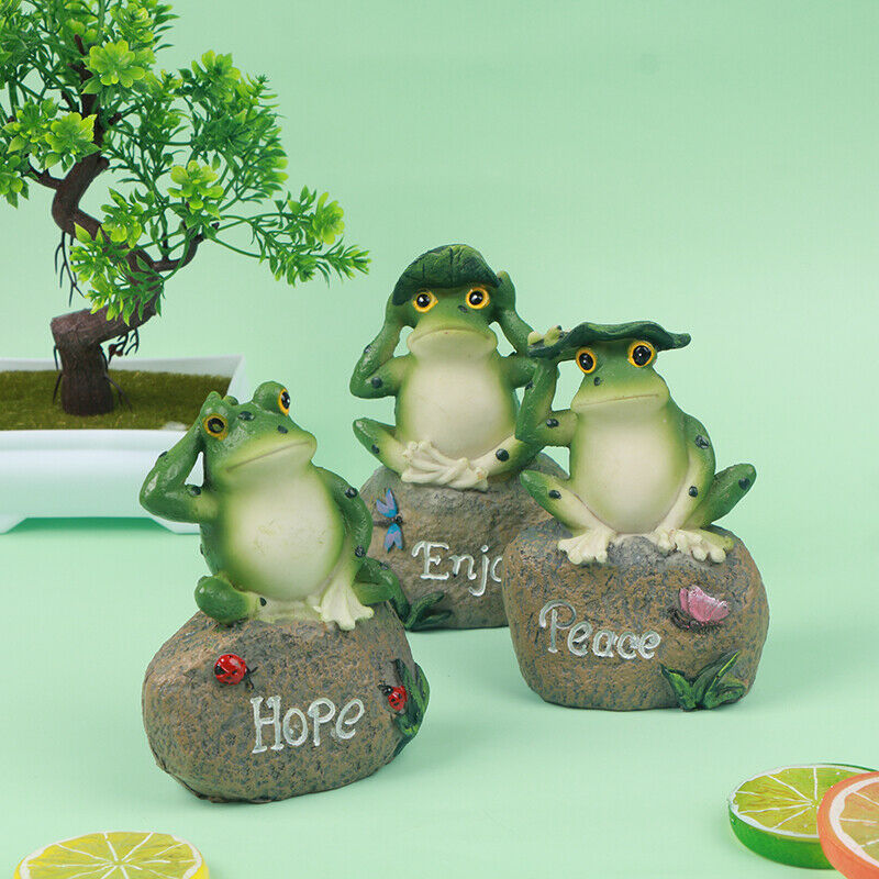 5 Inch Frogs Garden Statues Frogs Sitting On Stone Sculptures Stone Ornam.l8