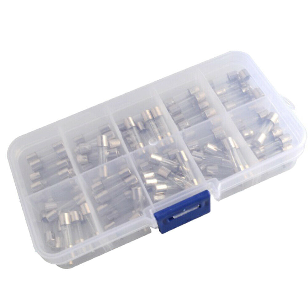 100Pcs/Box 0.2A-20A 5x20mm Fuse Kits DIY Quick Blow Glass Tube Fuses Kit