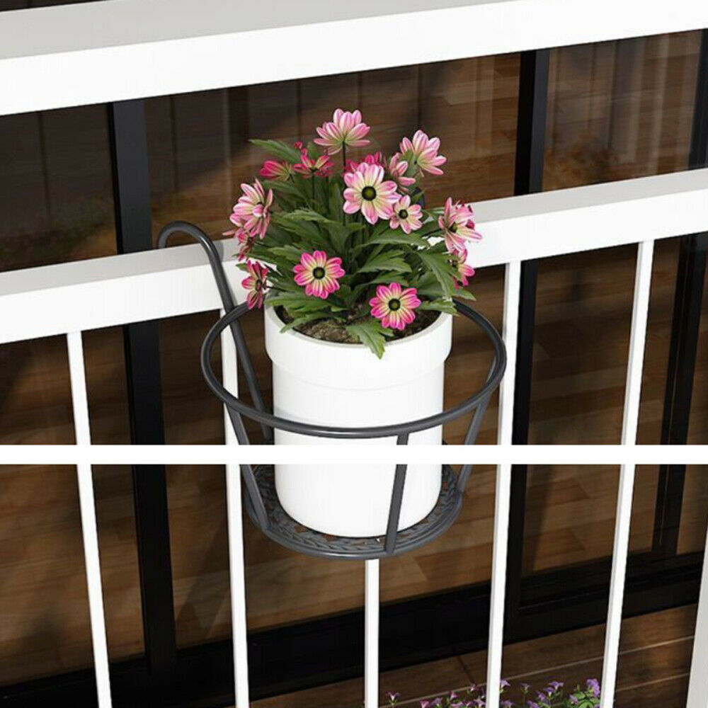 Iron Hanging Metal Basket Flower Planter Pot Holder Shelf for Balcony Patio